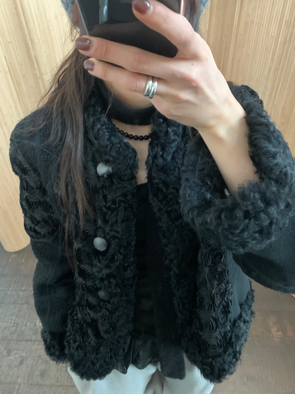 빈티지 블랙 양털 울 자켓 상품이미지5