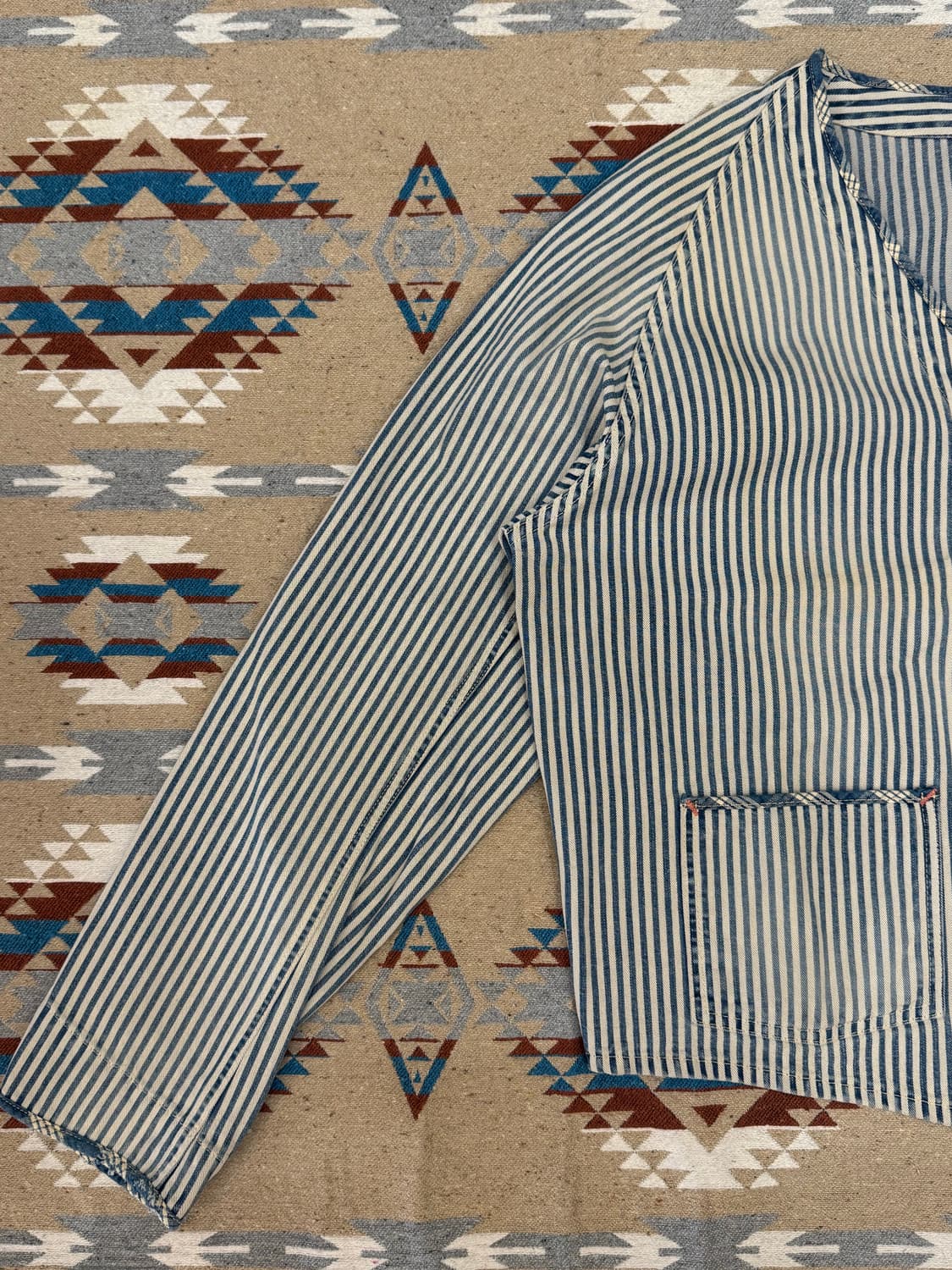 [L] 포터클래식 패치워크 스트라이프 블루종 데님 자켓  상품이미지2