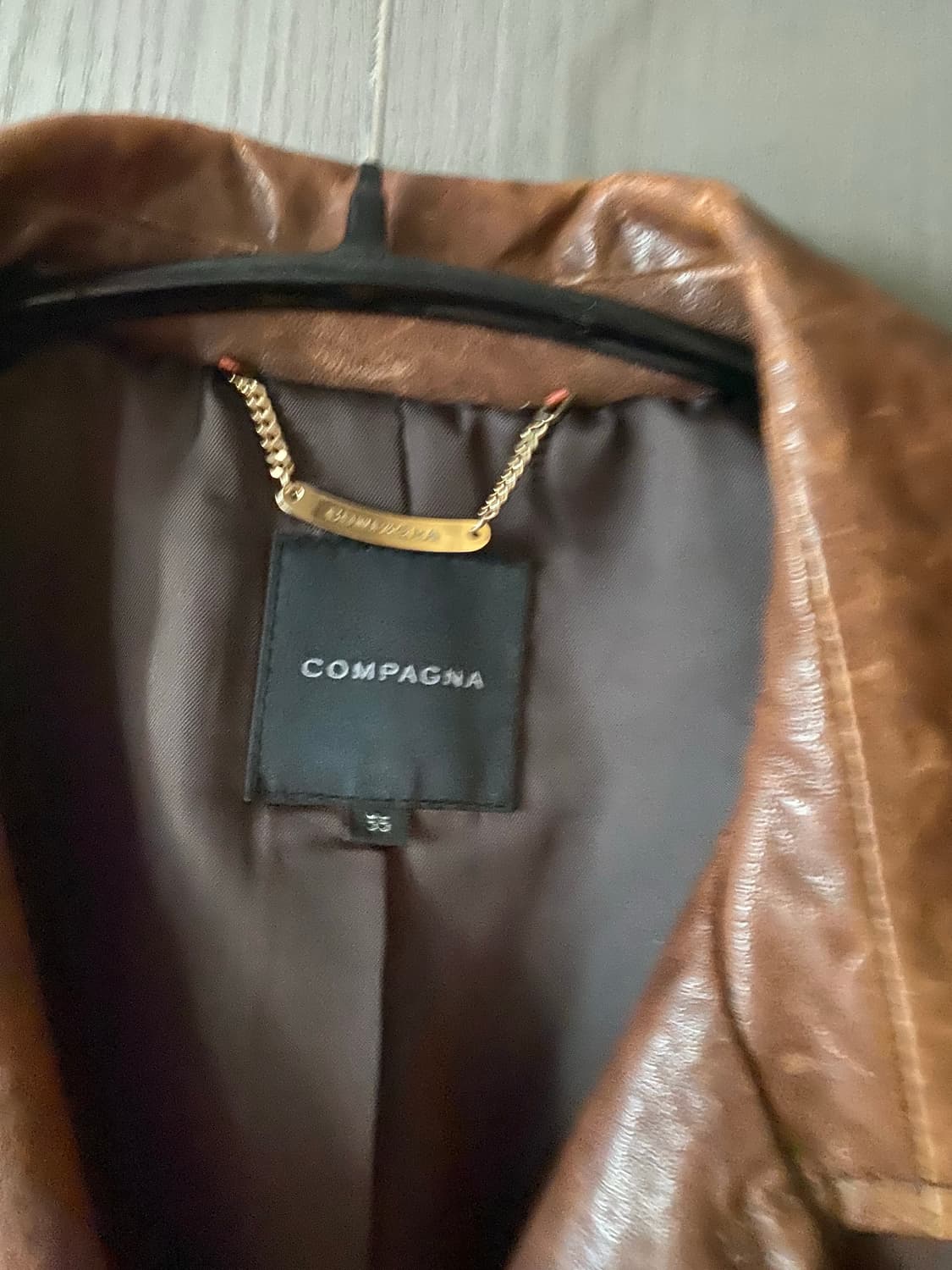 COMPAGNA 브라운 레더 벨티드 자켓 꼼빠냐 가죽자켓 상품이미지2