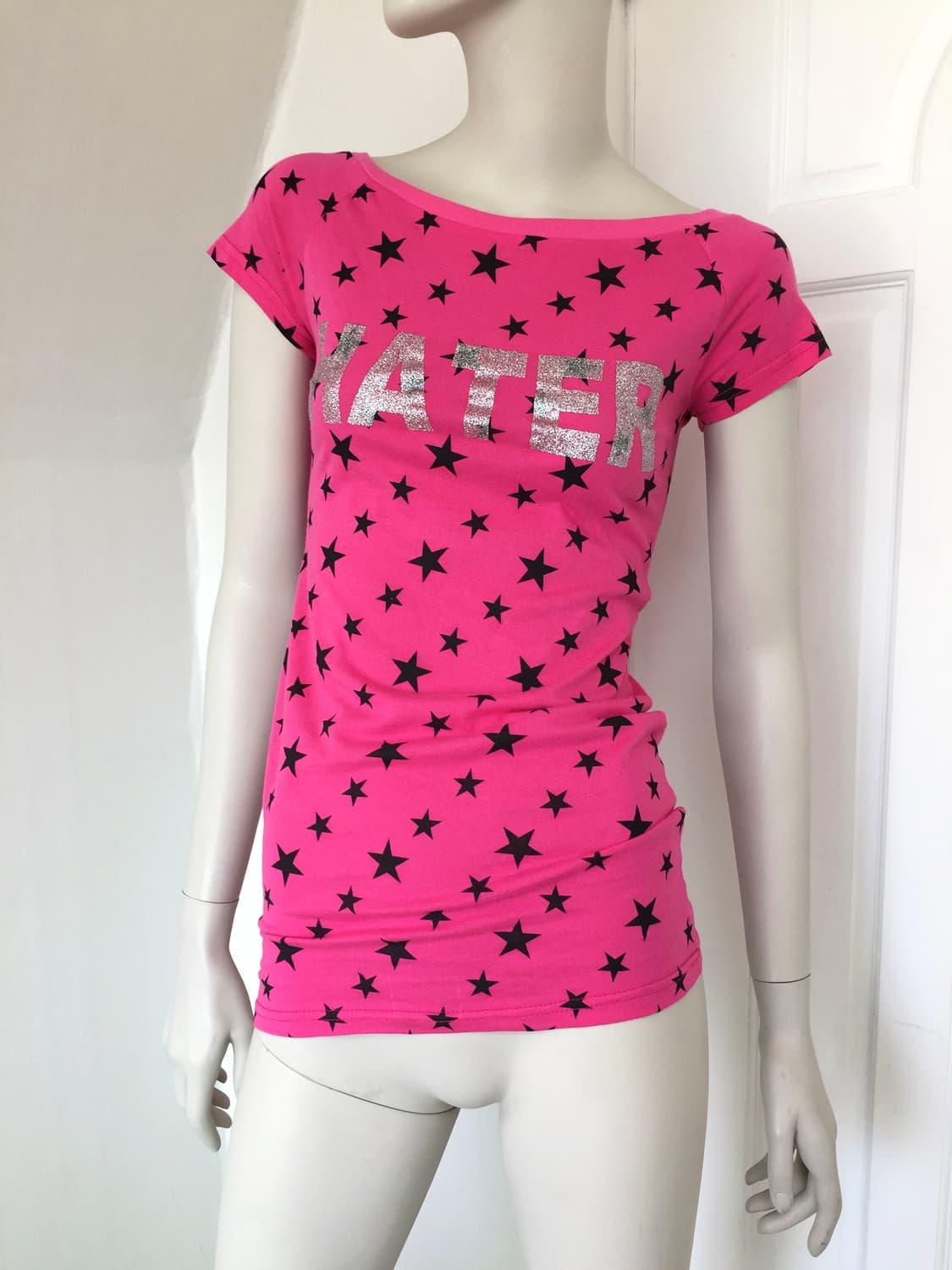 Hot Pink Star Print Long Slim-Top 상품이미지1