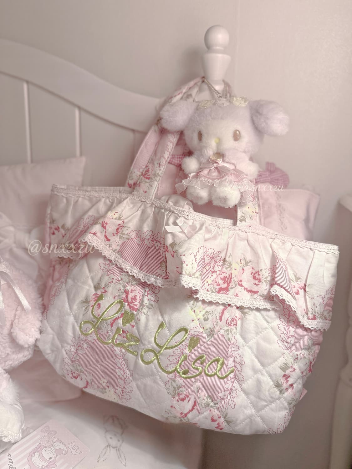 리즈리사 플로럴 하트로고 핑크 가방 히메카지 라떼갸루 핀터깔 레이스 리본 상품이미지1