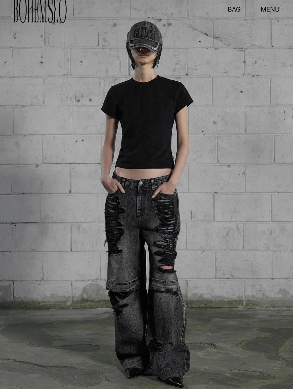 보헴서 오픈니 와이드 진 그레이 s 상품이미지1