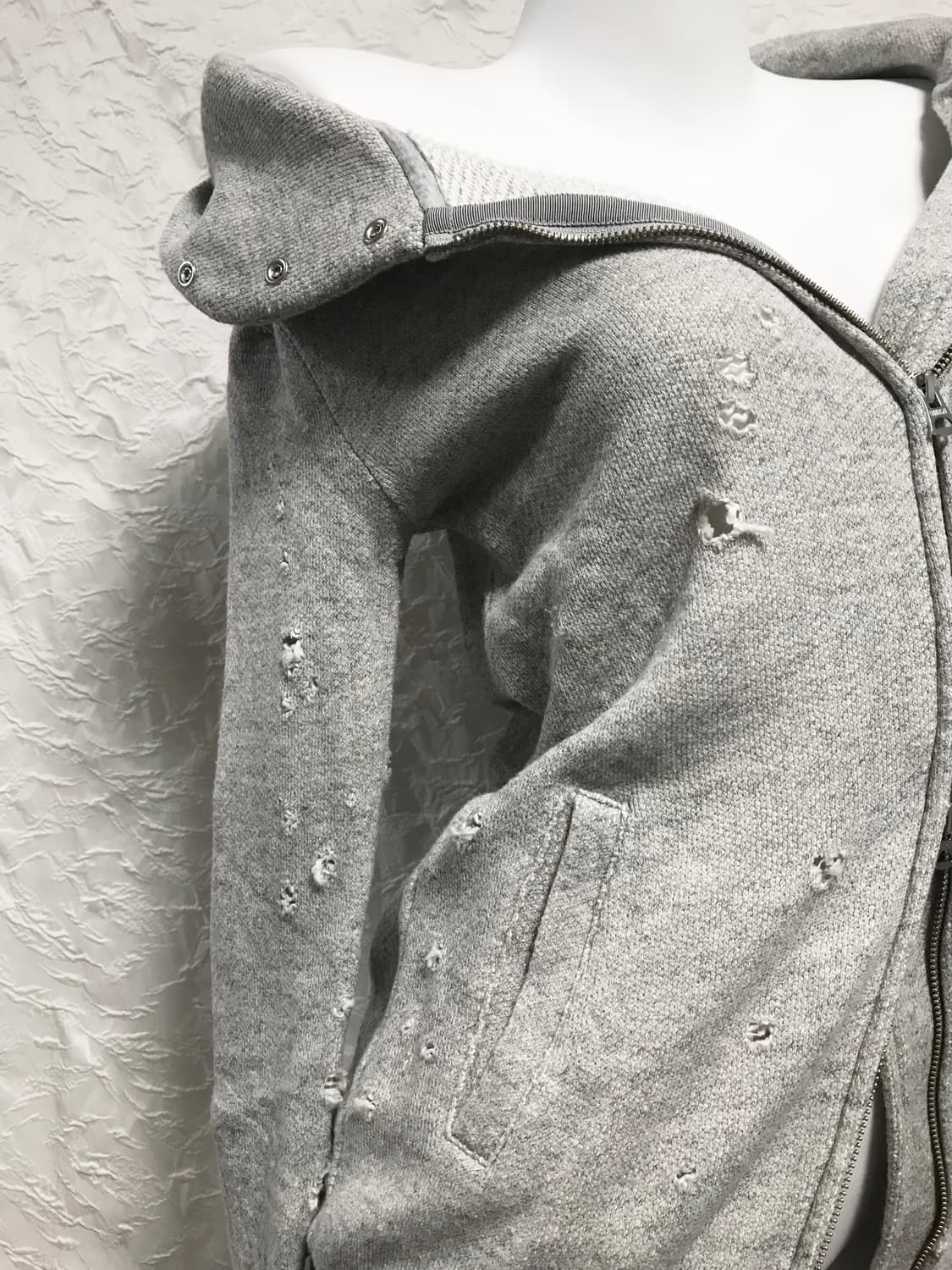 빈티지 고아깔 아카이브 데미지 사선 지퍼 투웨이 집업  상품이미지8