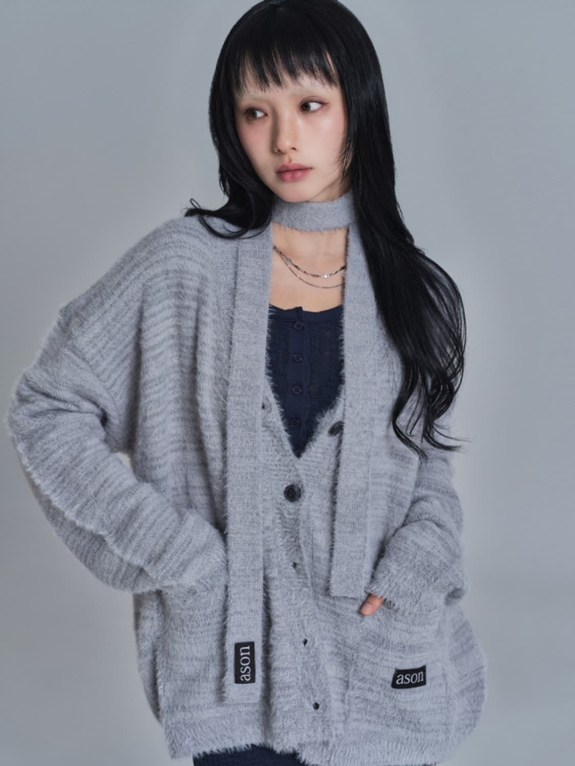 애즈온 루카 타이 가디건 LUCA TIE CARDIGAN 상품이미지1