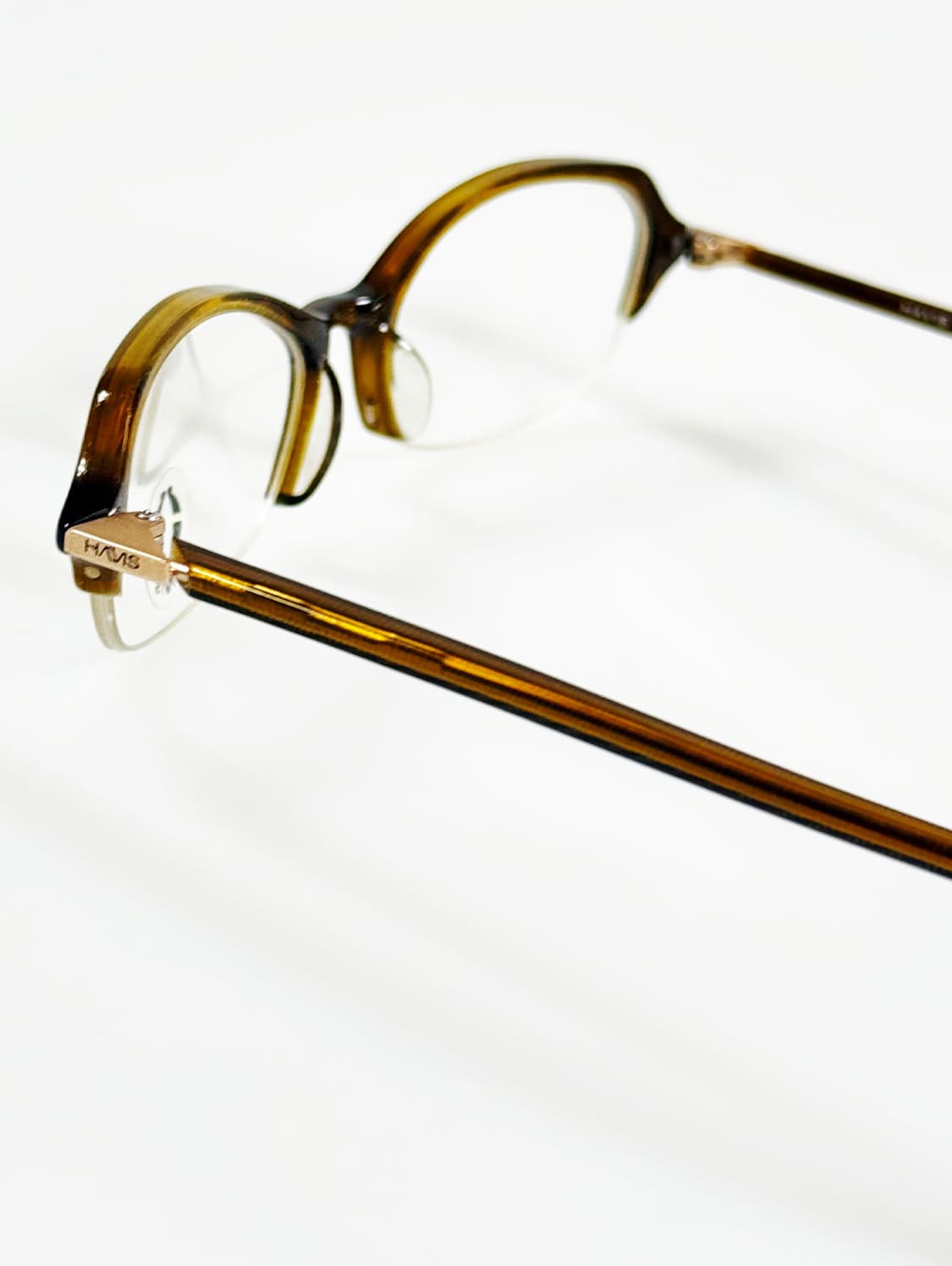 HAVIS 브라운 톨토이즈 오벌 반무테 빈티지 안경 상품이미지4