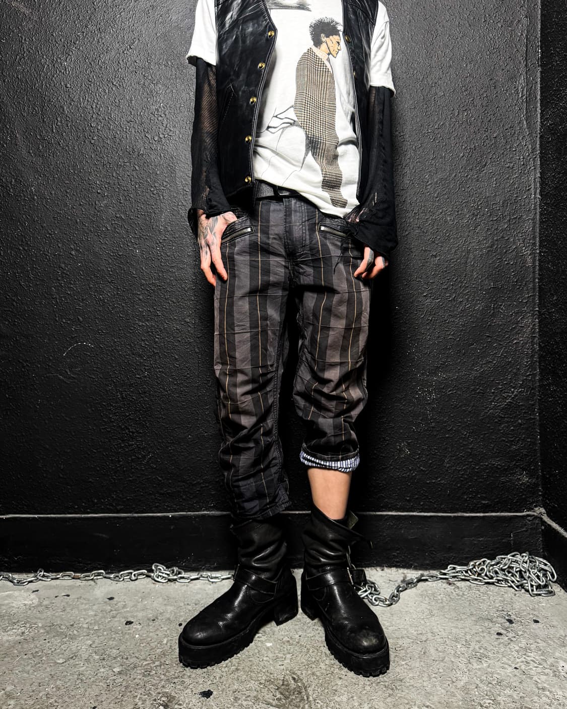 NAVY PRODUCE – Stripe Zipper Pants 상품이미지1