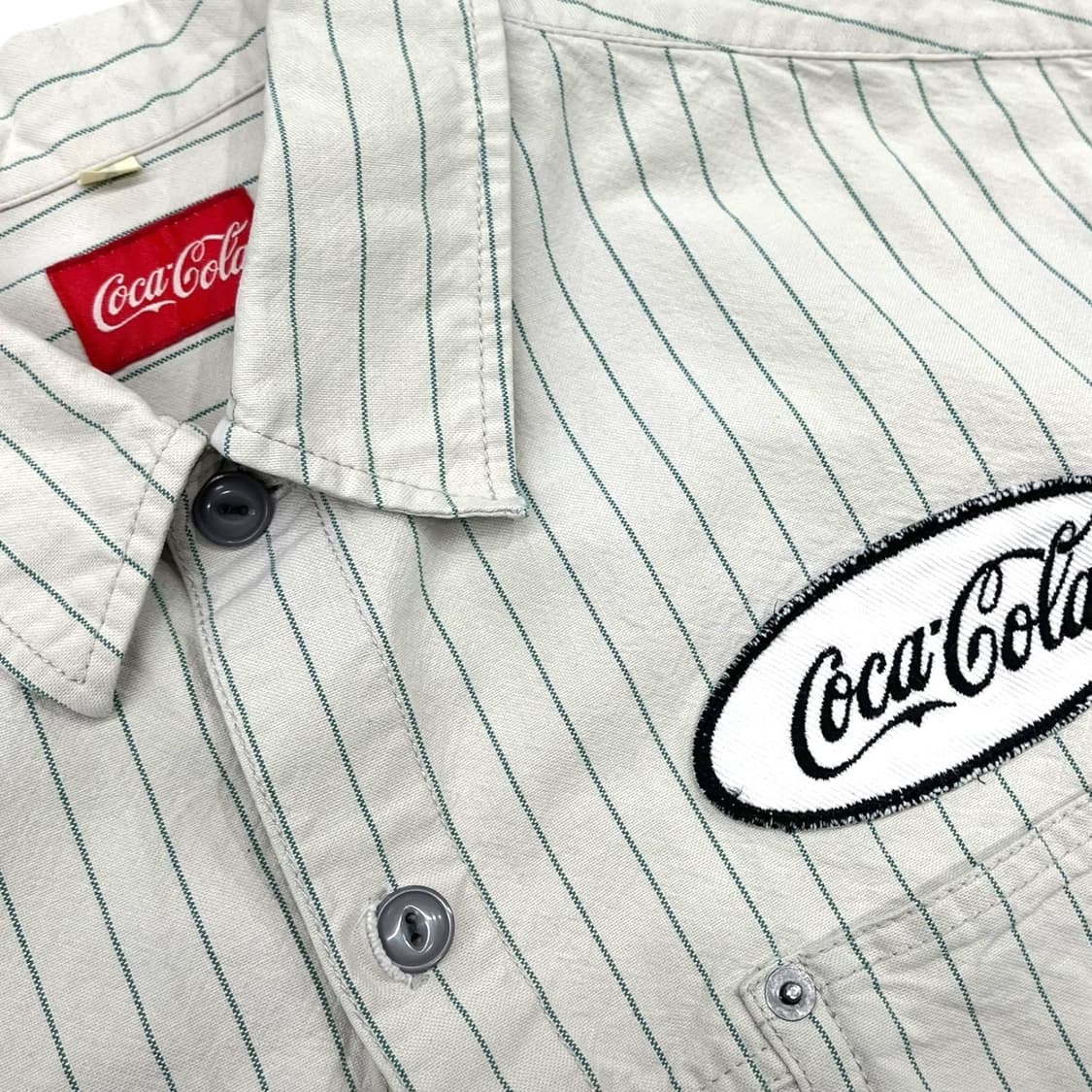 90s 코카콜라 일본판 스트라이프 워크셔츠 상품이미지4