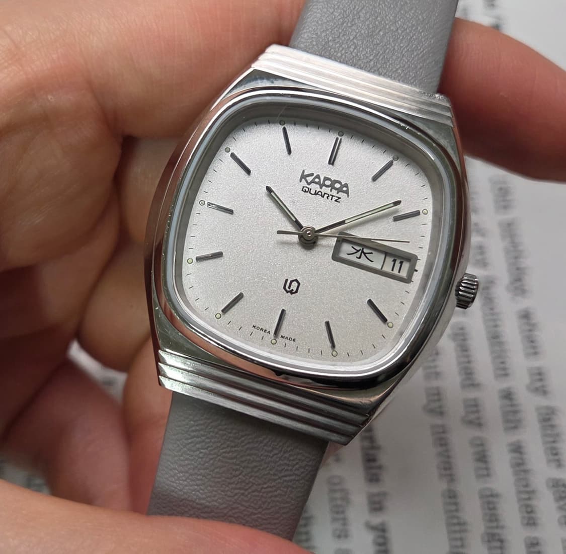 빈티지 카파(KAPPA) 순정 스파클 실버다이얼 한자 데이데이트 쿼츠  상품이미지3