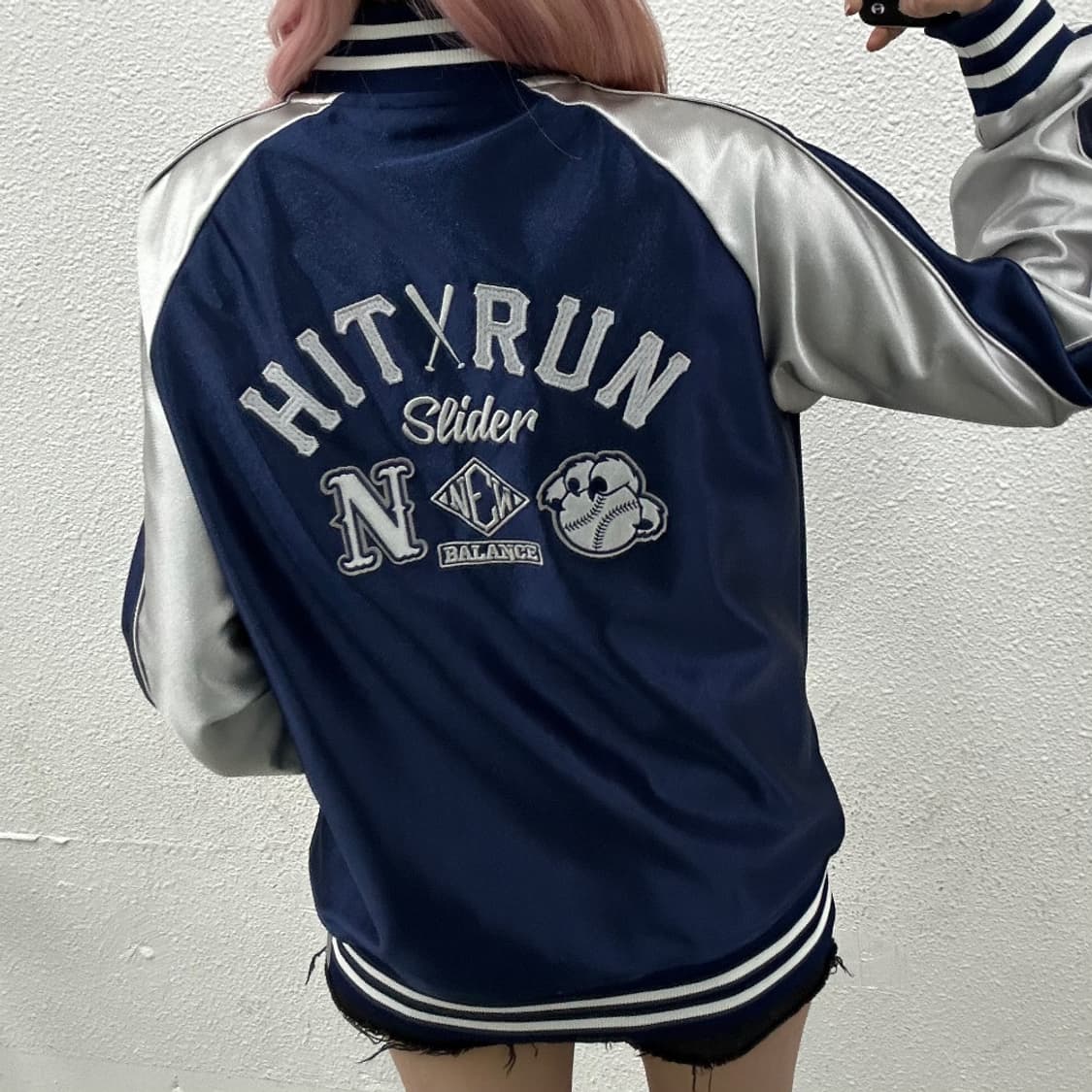 뉴발란스 힛런 네이비 새틴 버튼 자켓 105 상품이미지3