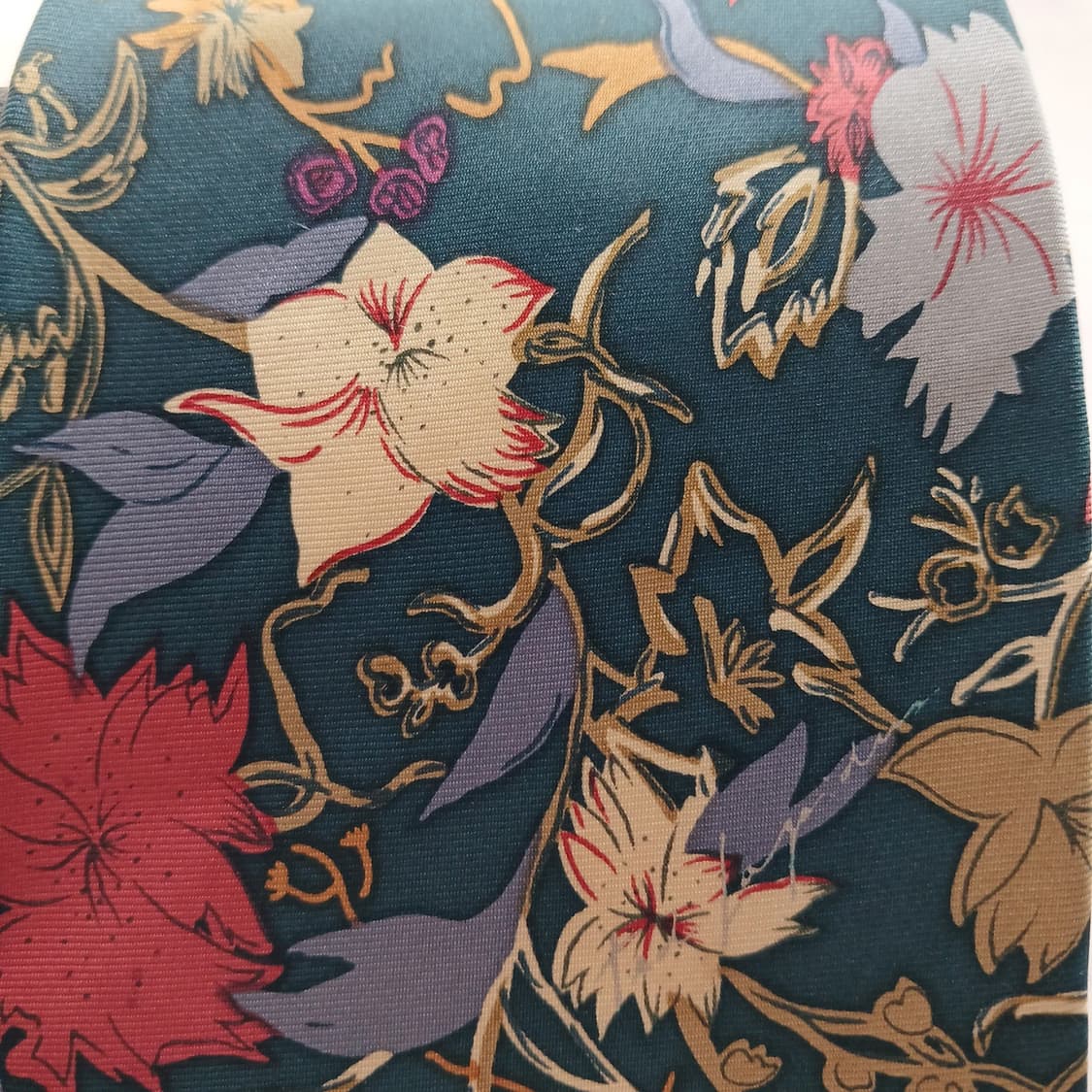 테드라피두스 실크 블루 플로럴 패턴 넥타이 9.4cm B등급 A18499 상품이미지6