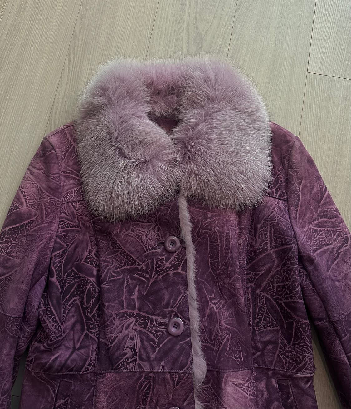 리얼가죽 퍼 트리밍 퍼플 자켓 상품이미지2