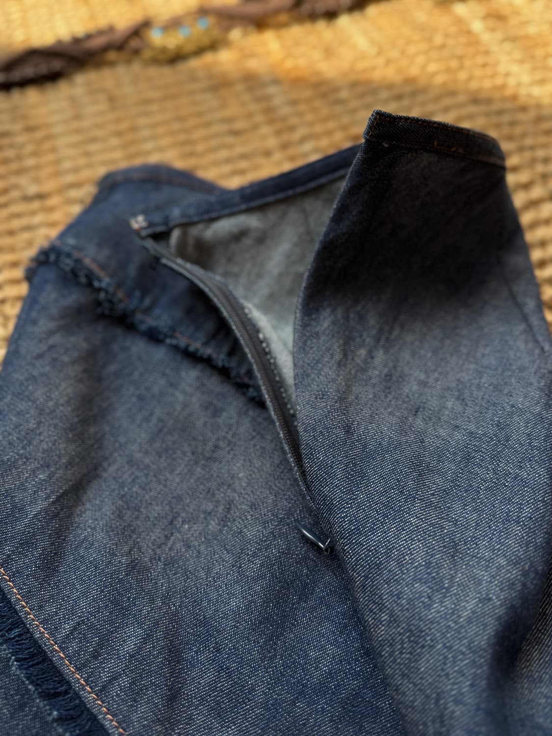 Fringed Stitched Denim Skirt 0150 상품이미지5