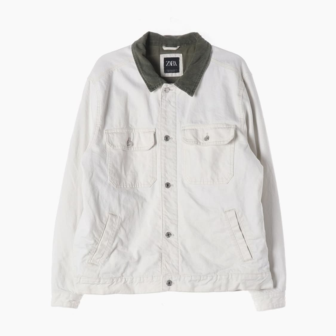 자라 크림 코듀로이 카라 트러커 자켓 XL 상품이미지1