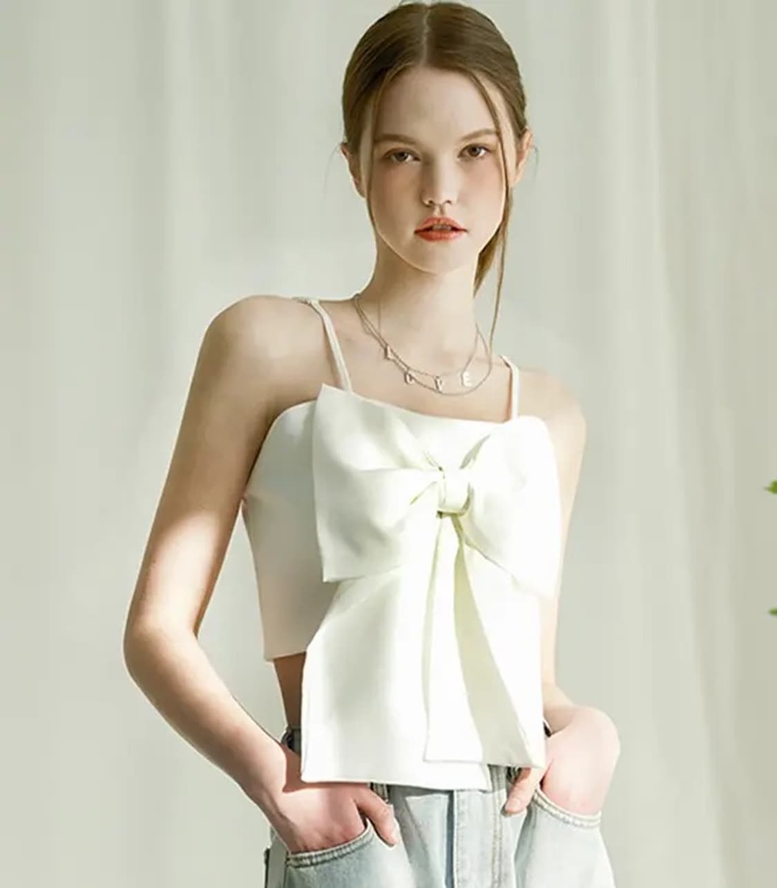 새상품)제니st 어반드레스 리본 슬리브리스 상품이미지1