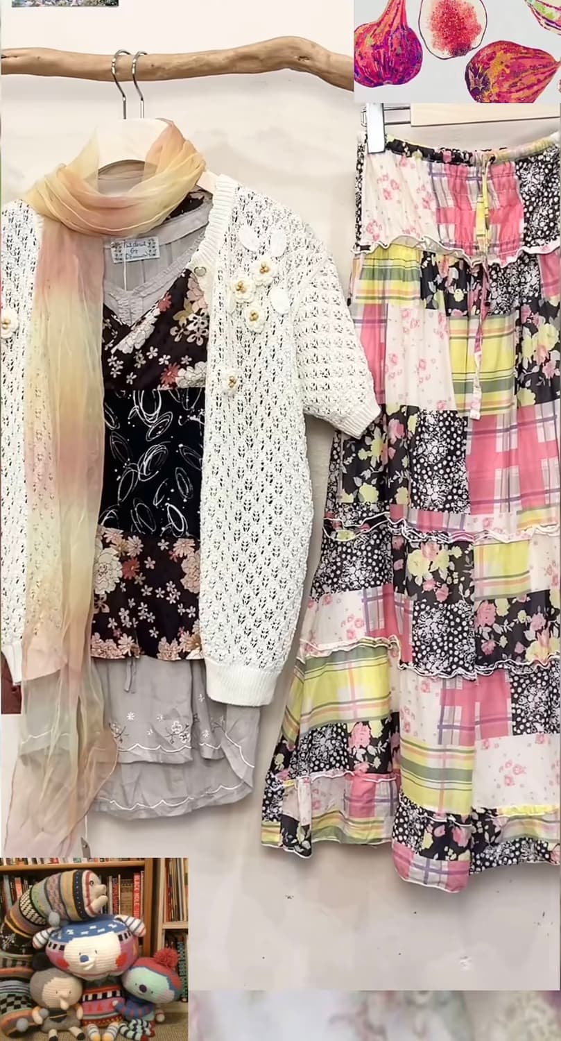 모리 하구미 히피 패치 스커트 코디 세트 상품이미지1