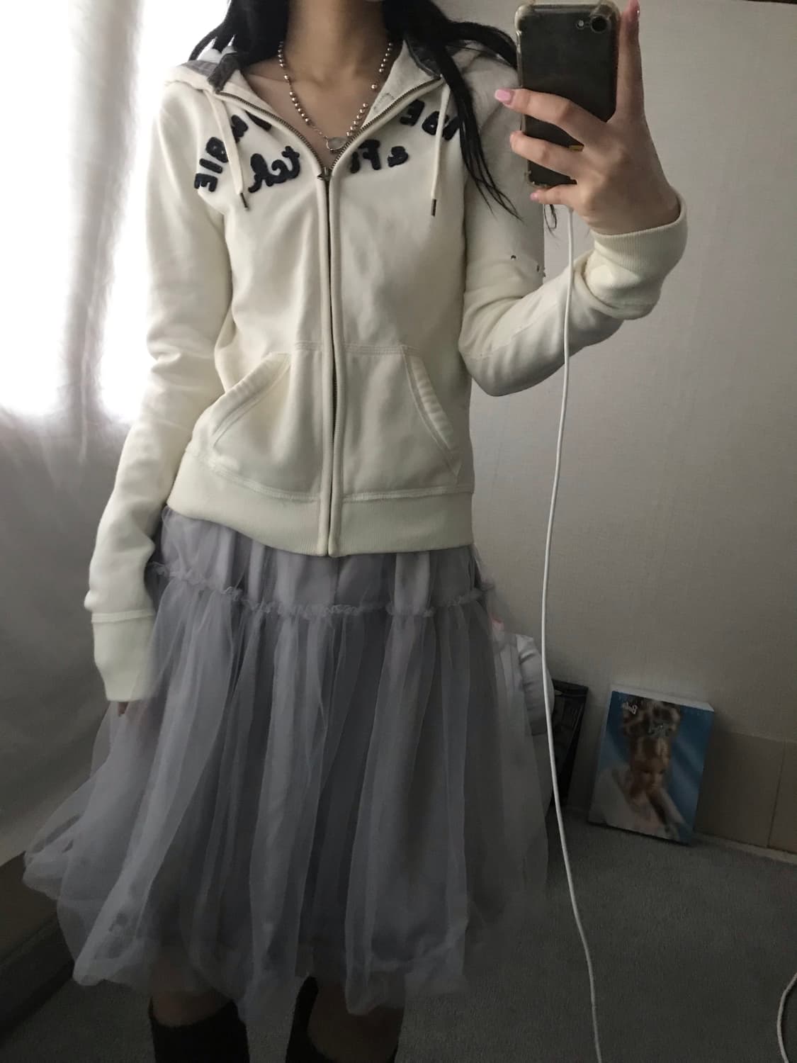 아베크롬비 아이보리 슬림핏 후드집업 상품이미지3