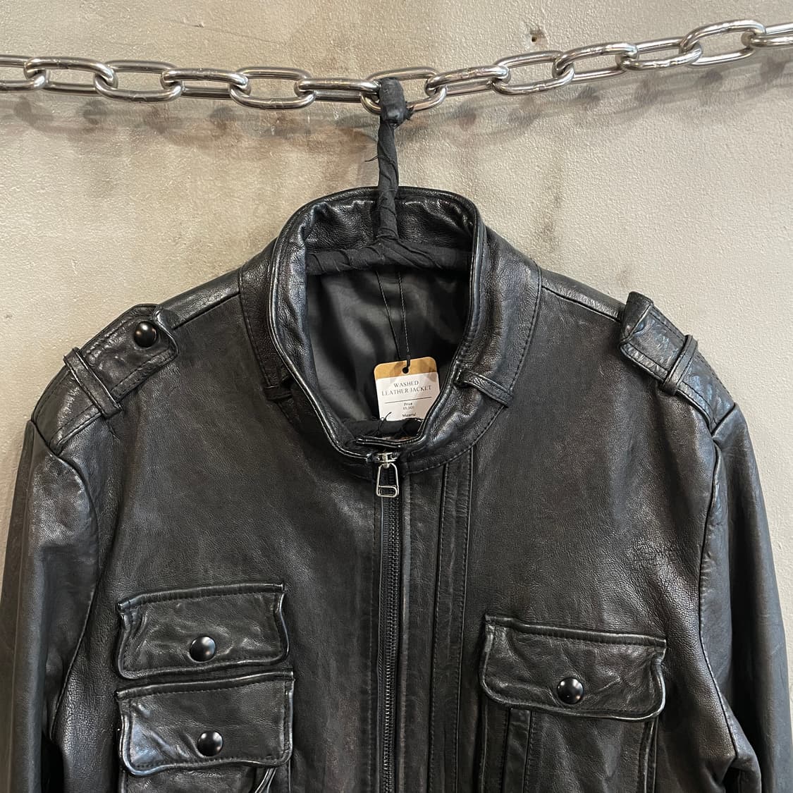 워시드 레더 자켓 상품이미지3