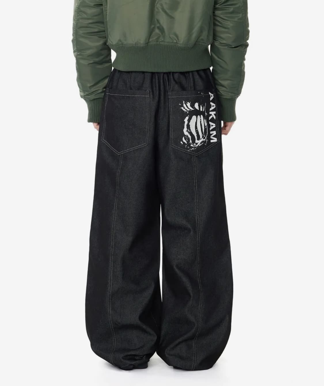 Knee Pin-tuck Printed Denim Pants Black 상품이미지1