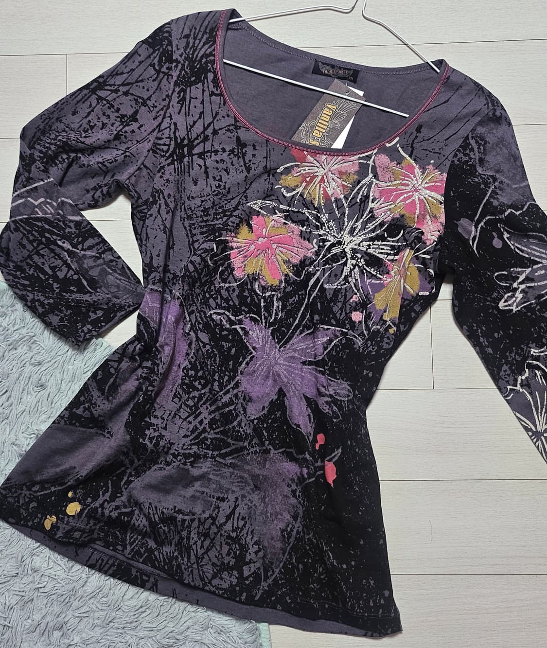 바닐라슈가 7부 슬리브 프린팅 티셔츠 탑 상품이미지1