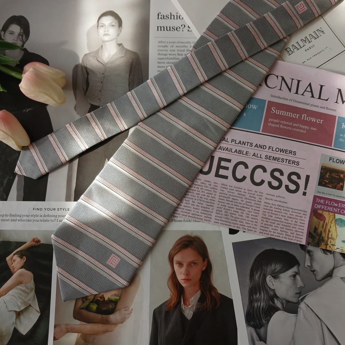 발망 실크 그레이 스트라이프 넥타이 9.5cm A+~A등급 A19569
 상품이미지4