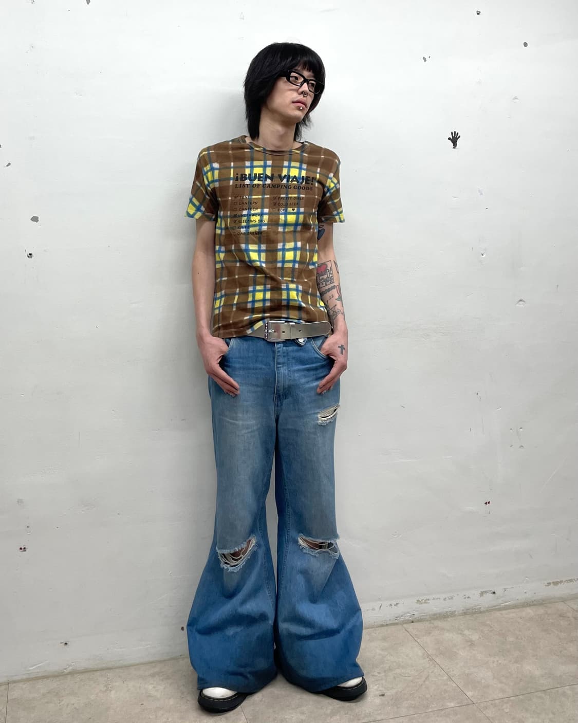 Brown and Yellow Checkered T-shirt  상품이미지6