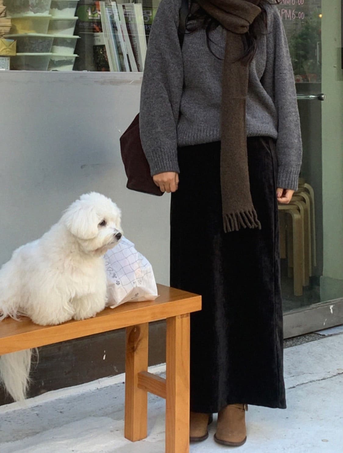 thekimo 더키모 Lynn 린 벨벳 롱스커트 블랙 새상품 상품이미지2