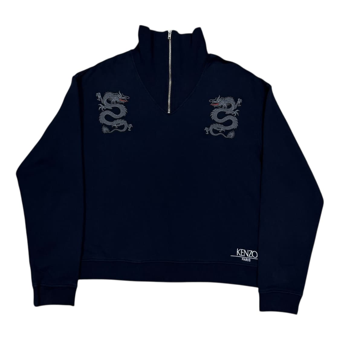 겐조 드래곤 용 하프 반집업 스웻셔츠 맨투맨 네이비 블루 XL 상품이미지1