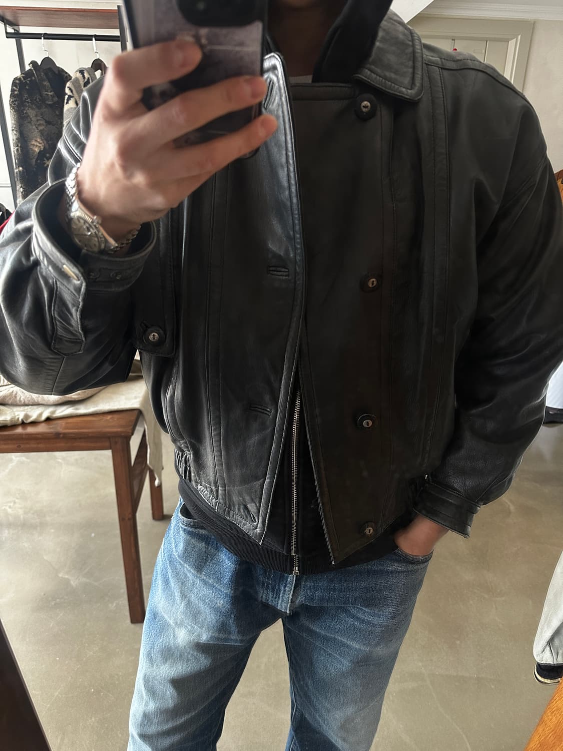 90s 재패니즈 양가죽 레더 봄버 자켓 상품이미지3
