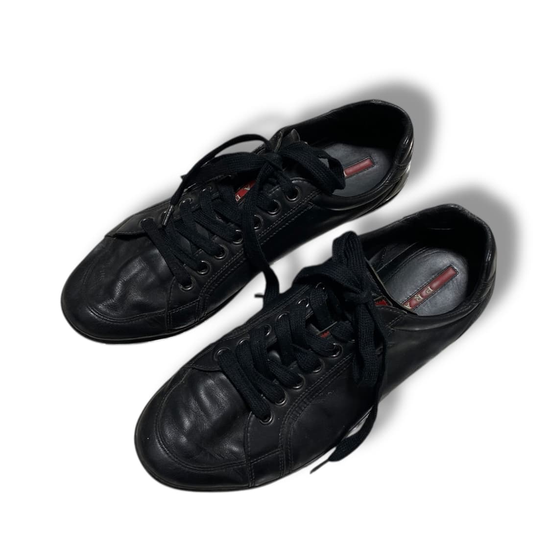 [44] 프라다 스포츠 로고 블랙 레더 스니커즈  상품이미지1