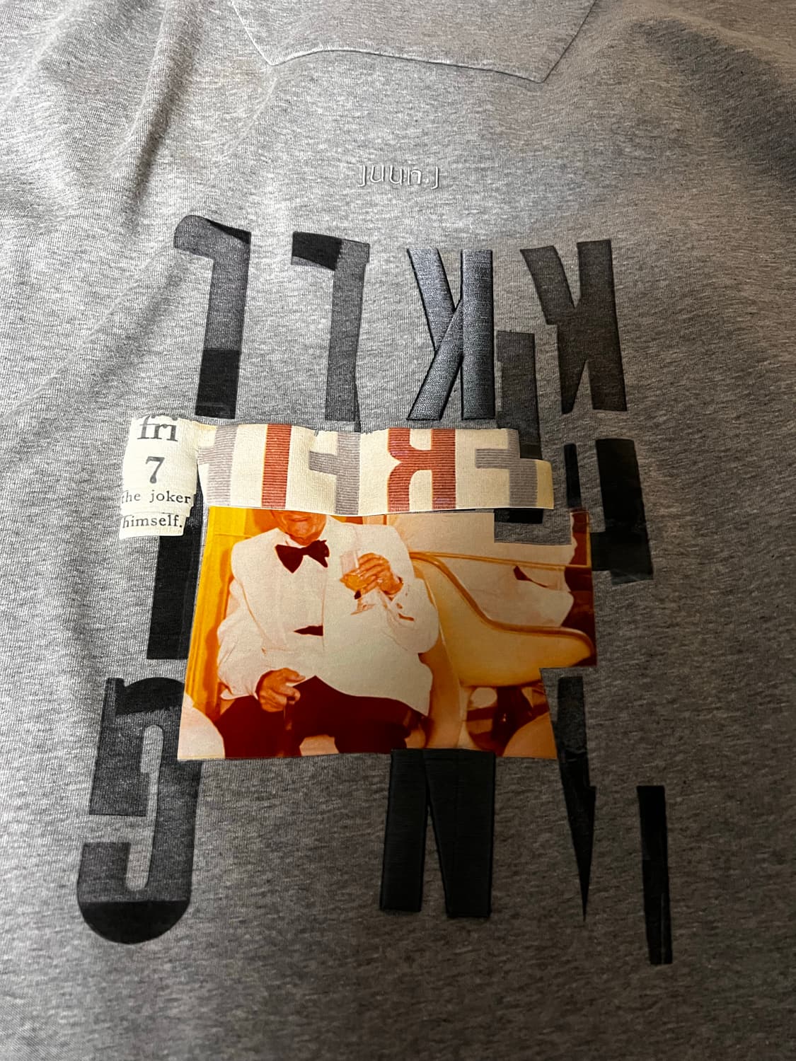 준지 자수 반팔 티셔츠 그레이 극미중고 상품이미지6