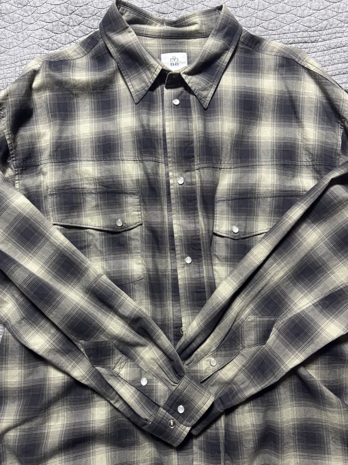 4) 폴리테루 루즈드 웨스턴 체크 셔츠 차콜 옴브레 상품이미지1