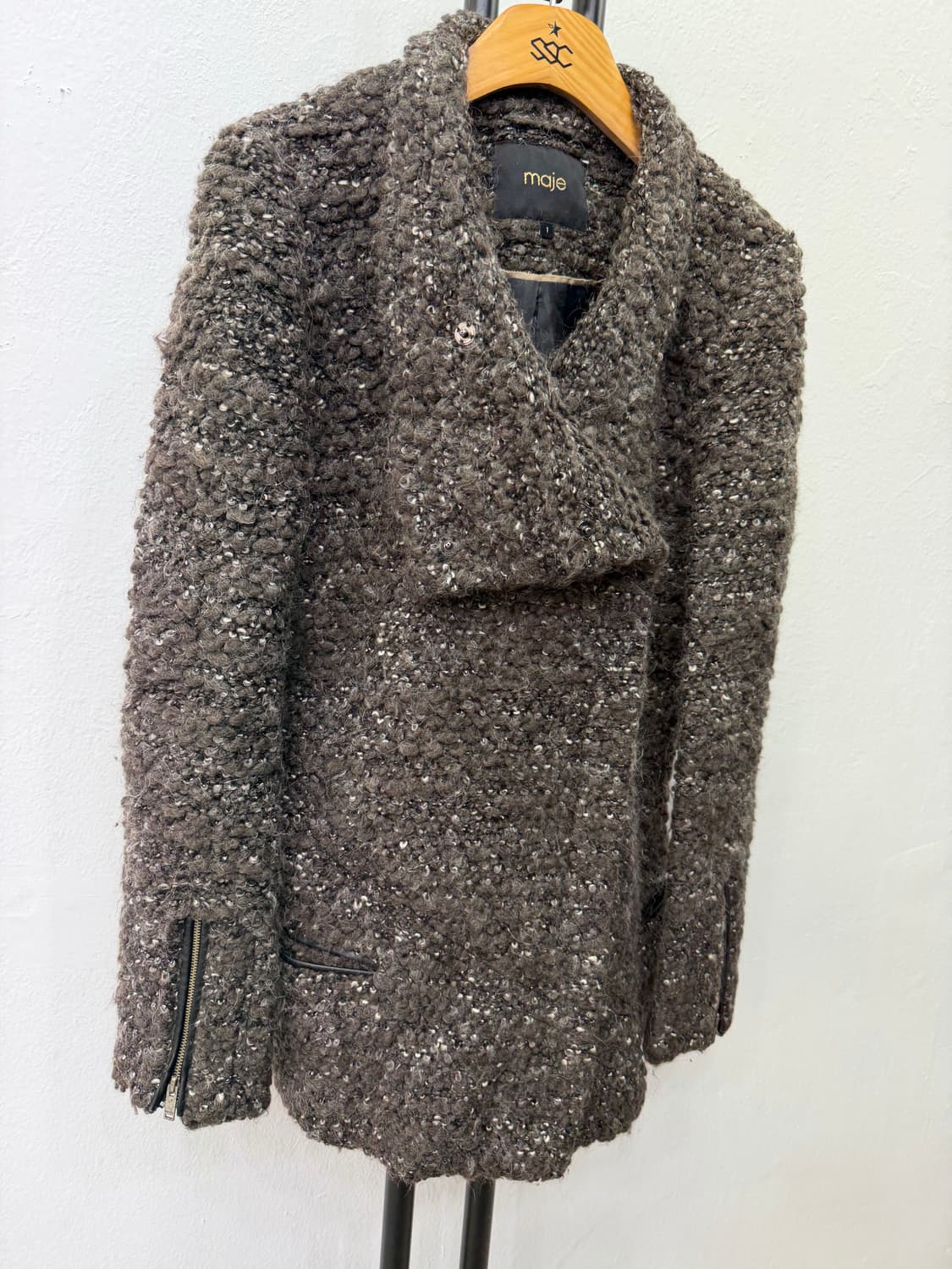 정품) 마쥬 트위드 자켓 브라운 55-66 상품이미지2