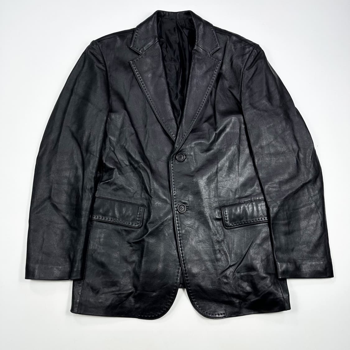 VTG 빈티지 양가죽 블랙 블레이저 자켓 (XL) 상품이미지2