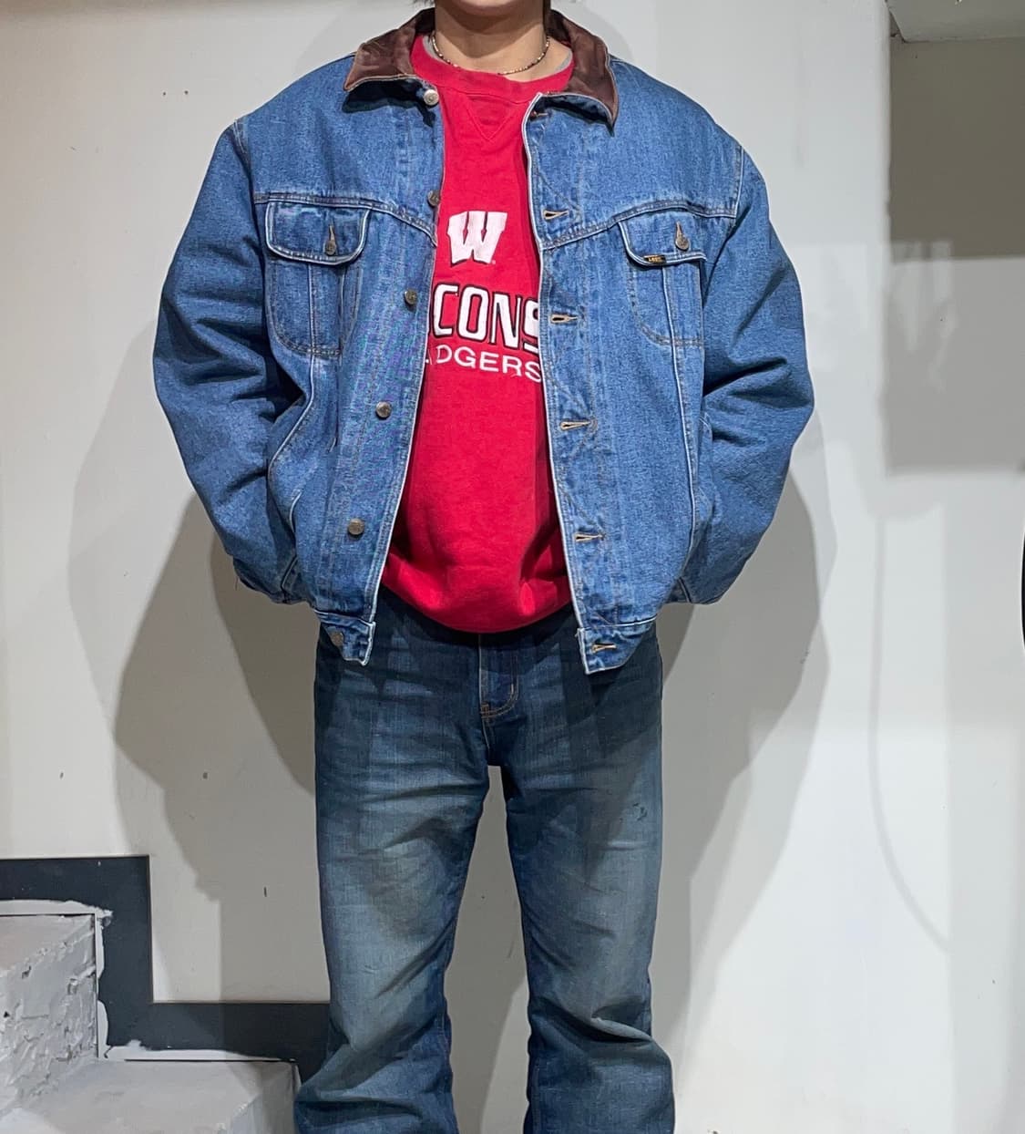 Lee leather collar denim jacket 상품이미지2