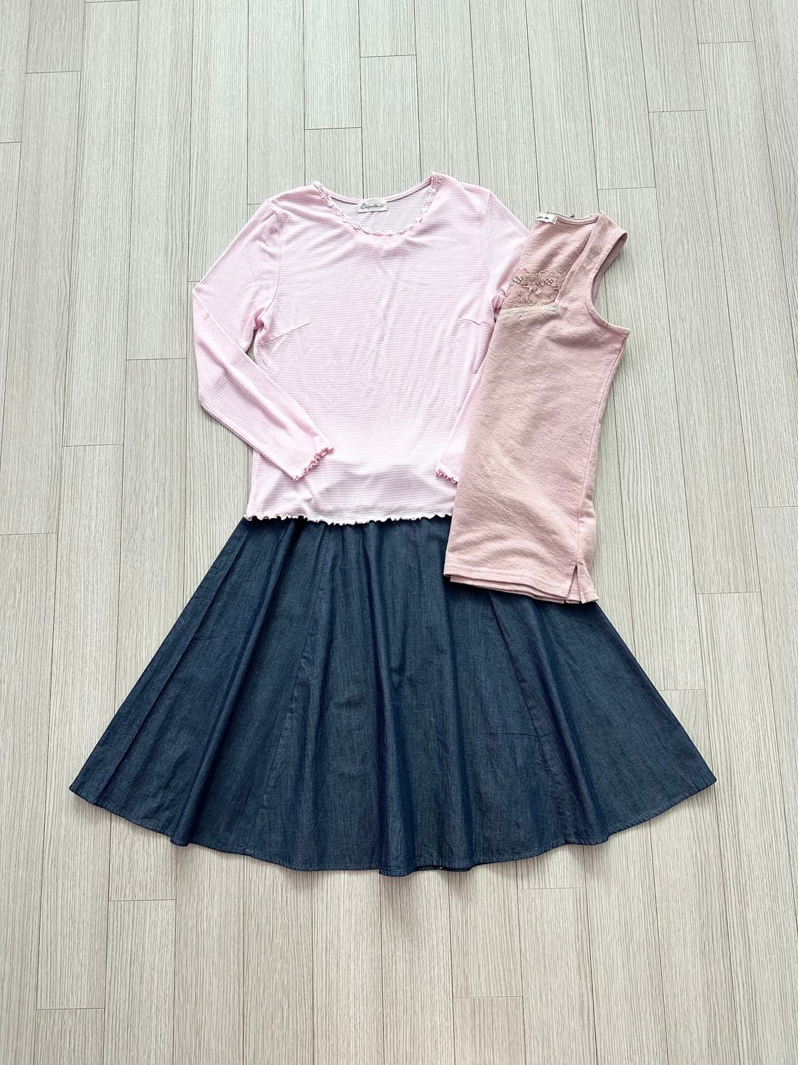 jpn 하구미 스즈코 모리걸 핀터깔 레이어드 코디세트 상품이미지5