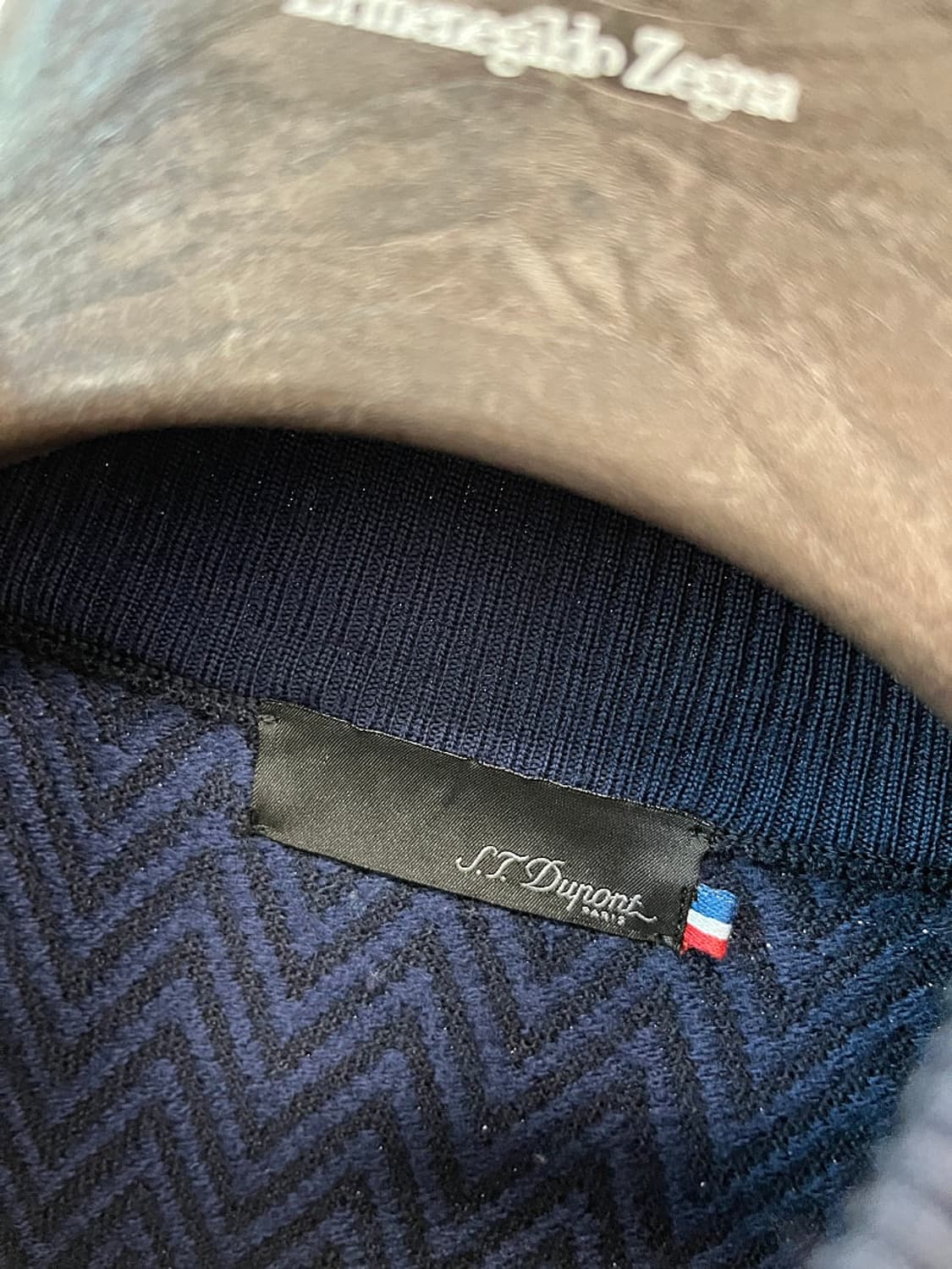 100) 에스티듀퐁 스웨이드 헤링본 니트집업 상품이미지4