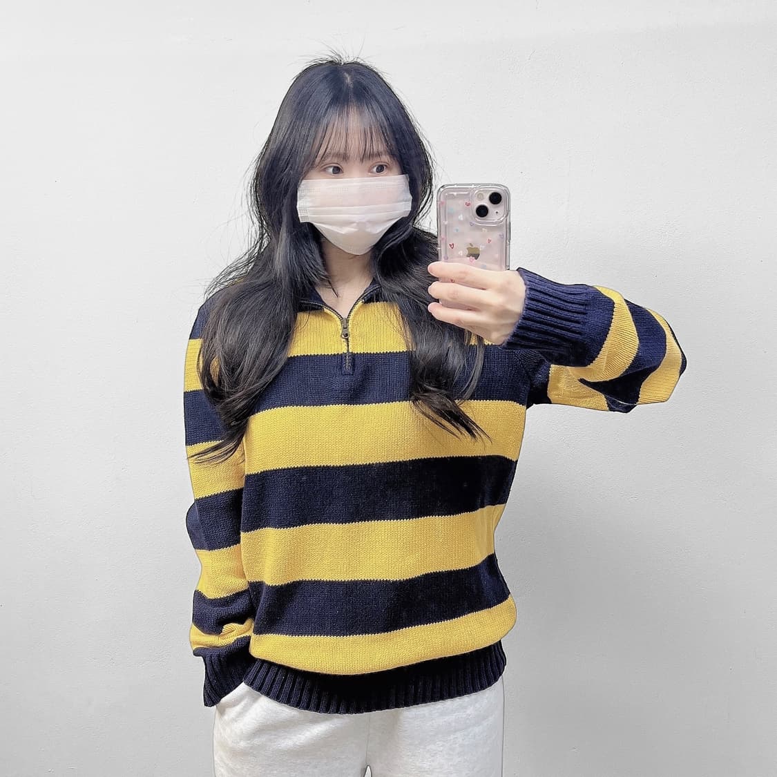 폴로 랄프로렌 포니 로고 스트라이프 하프 집업 니트 상품이미지1