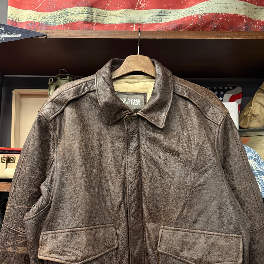 90s 윌슨레더 신슐레이트 맵라이닝 A-2플라이트 레더자켓 N857   상품이미지3