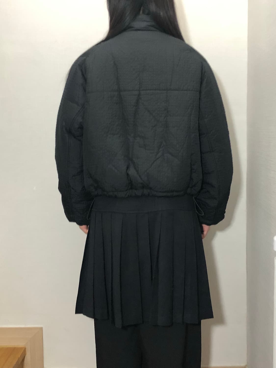 빈티지 블랙 체크 숏 패딩 상품이미지7