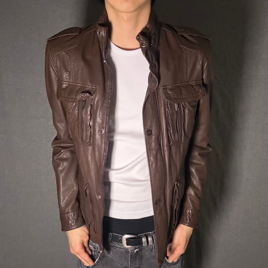 vintage pocket leather jacket 상품이미지3