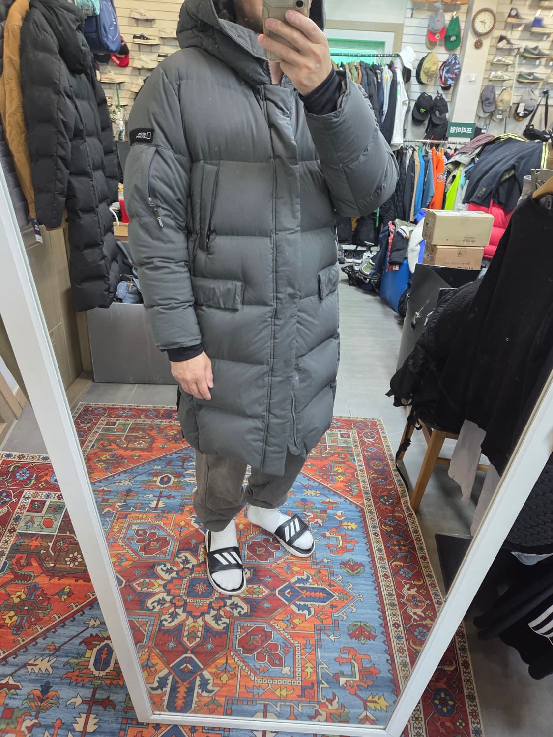 내셔널지오그래픽 엑스밴딩 롱패딩 차콜 xxl 상품이미지9