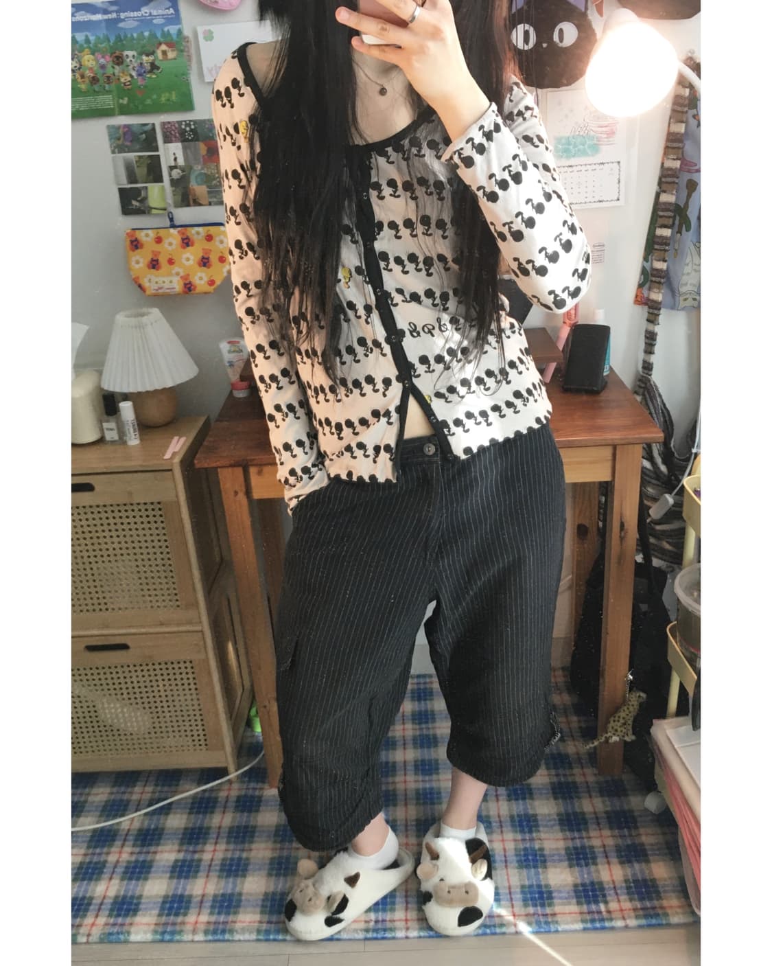 vintage pinstripe cargo pants black 상품이미지4