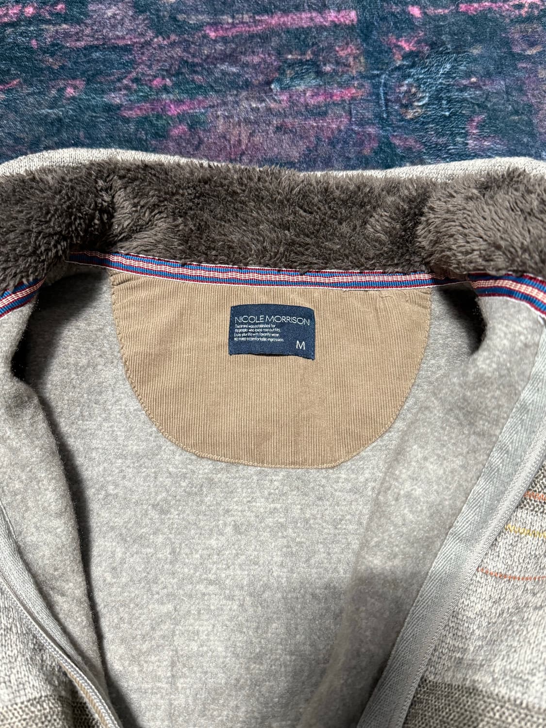 빈티지 스트라이프 퍼 니트 집업 상품이미지5