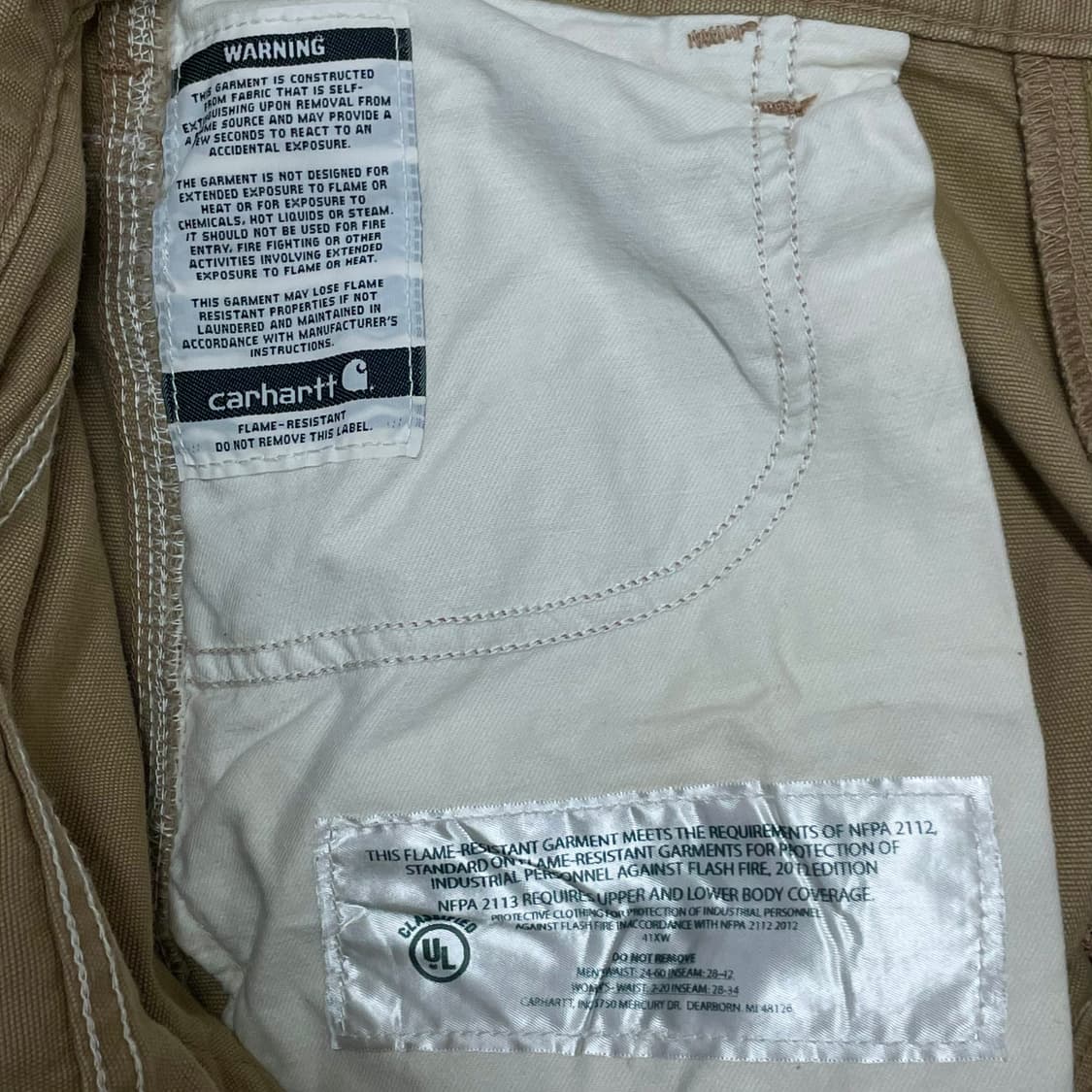 칼하트 FR 싱글니 카펜터 디스 워크팬츠 골든 카키 gkh 36 상품이미지6