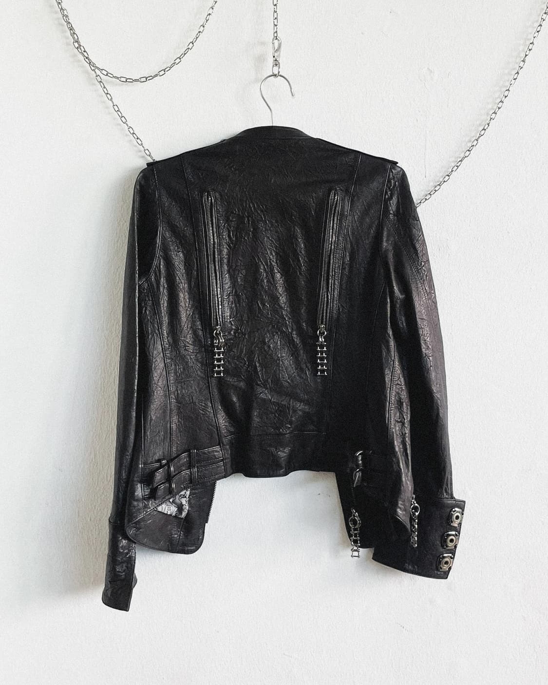 토마스 와일드 vkei / 오피움 바이크체인 지퍼 레더자켓 상품이미지5