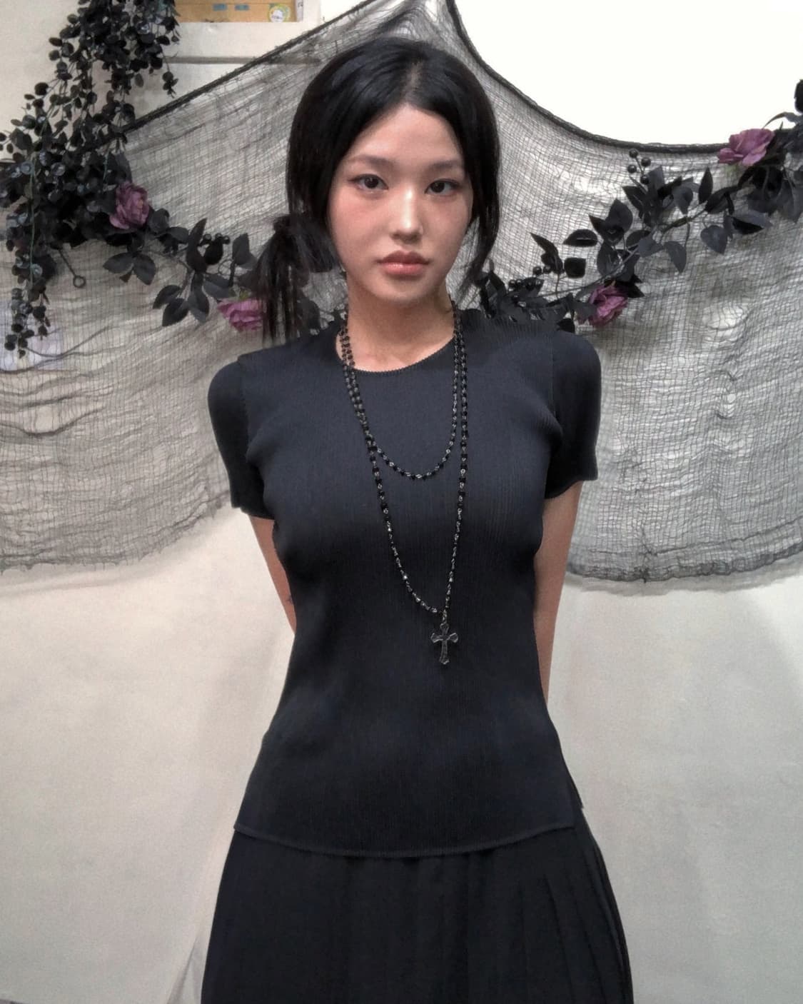 이세이미야케 웨이브 링클 블랙 탑 상품이미지1
