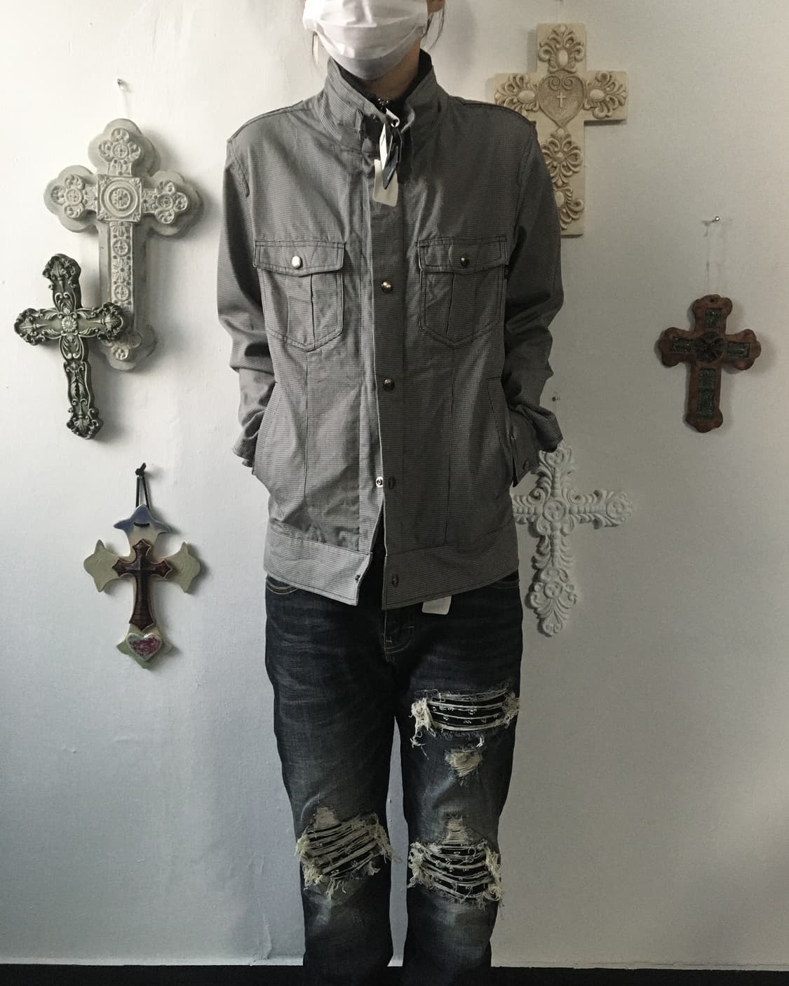 Belted point high neck jacket 상품이미지6