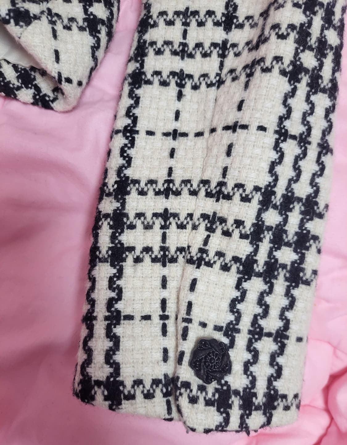 급처상태좋음!라인 샤넬느낌 테두리레이스 로즈단추 체크 공주자켓 레니본st 상품이미지5