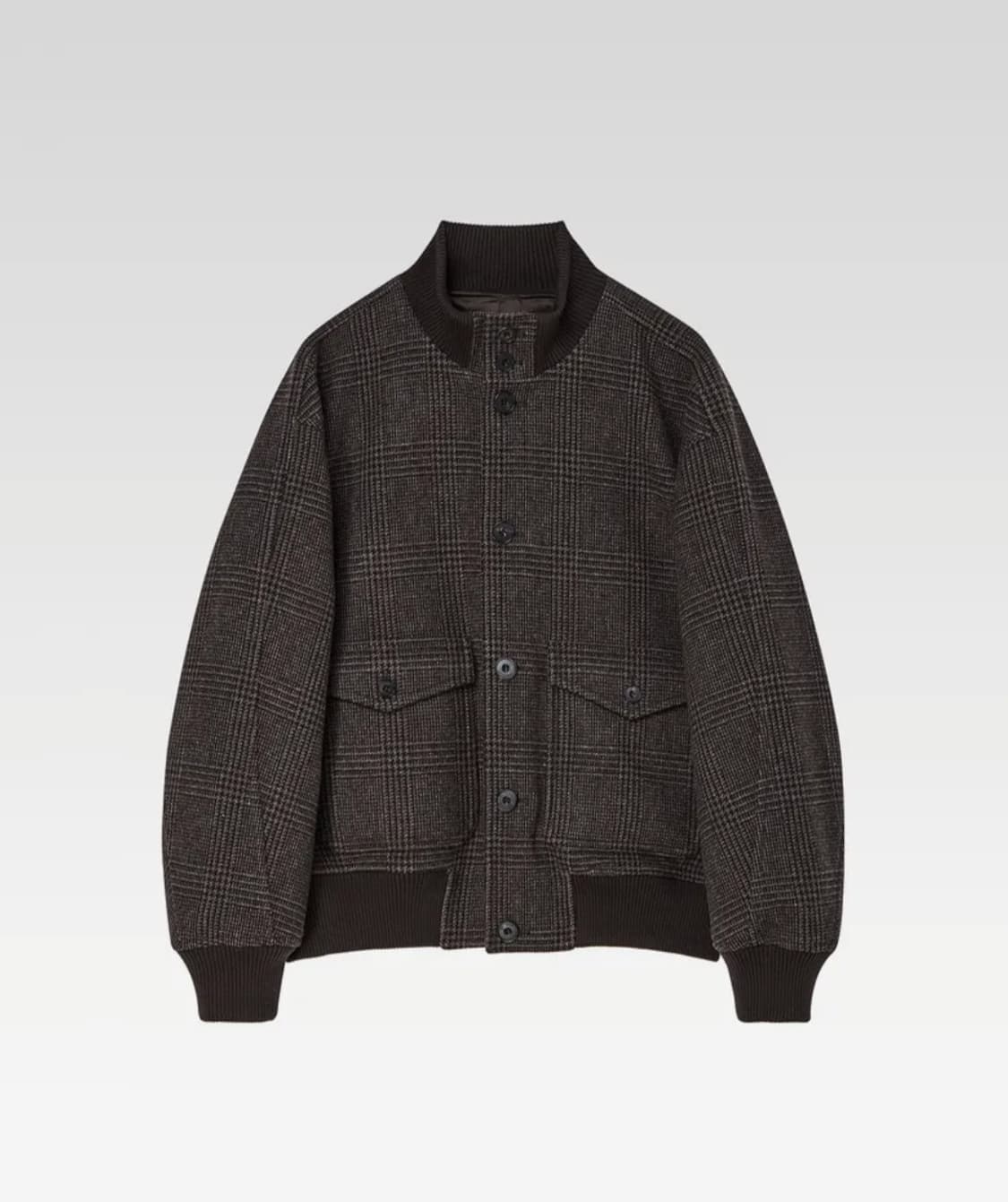 애프터프레이 A-1 울 블루종 브라운 체크 상품이미지1