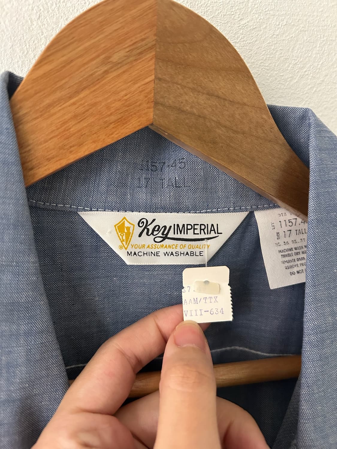 80's vtg Key imperial Chambray Blue shir 상품이미지3